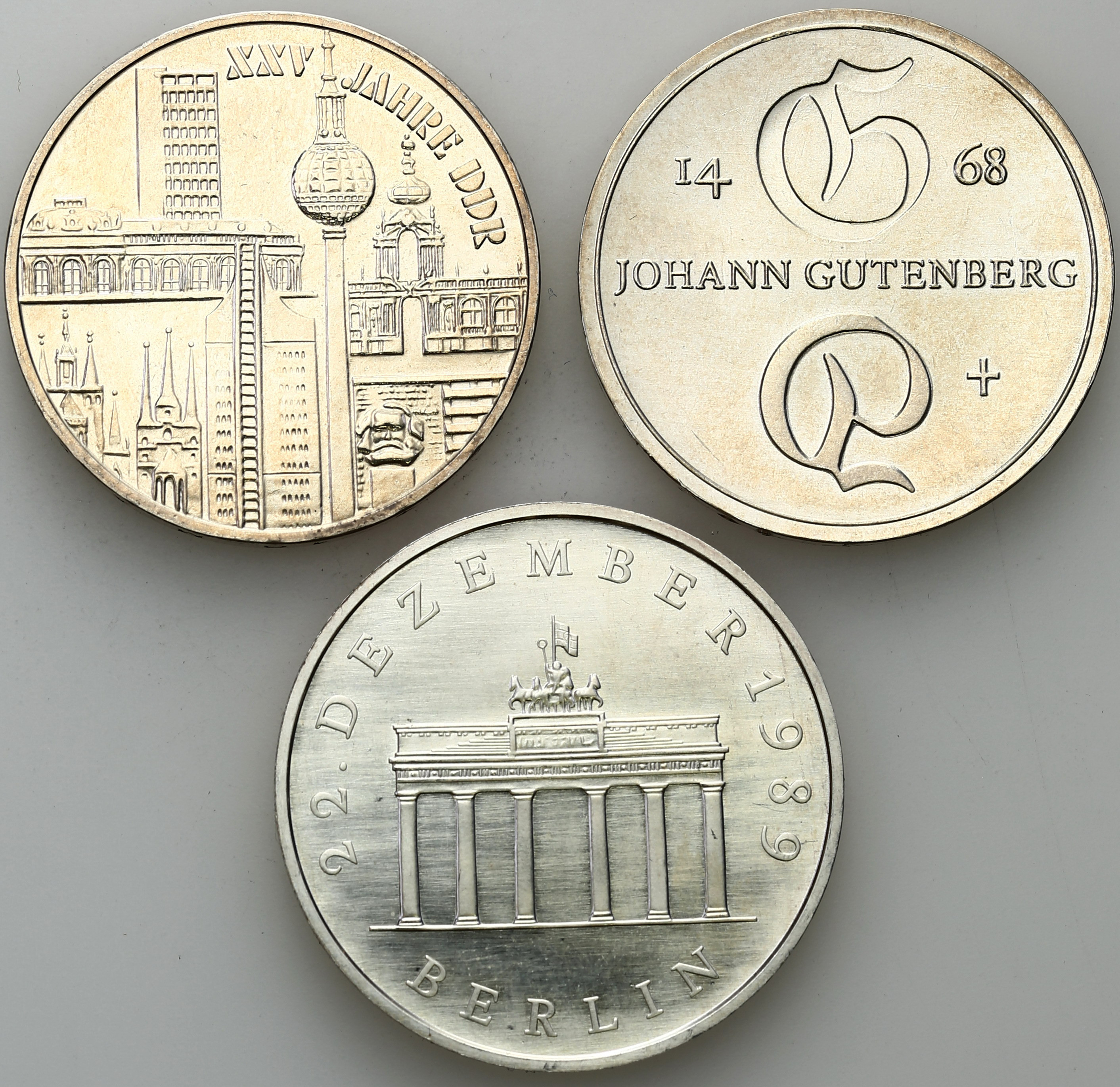 Niemcy DDR 10 - 20 Marek 1968, 1974, 1990 – zestaw 3 sztuk